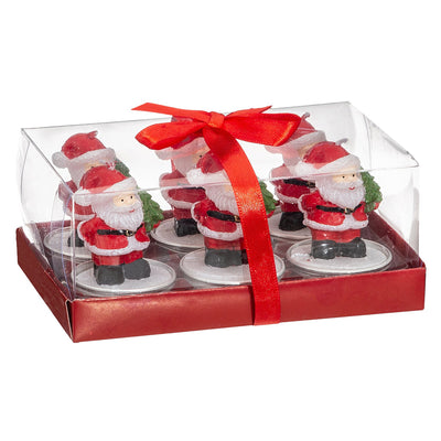 Kerst Kaarsen – Set van 6 Rode Kerstman Figuurkaarsjes (2)