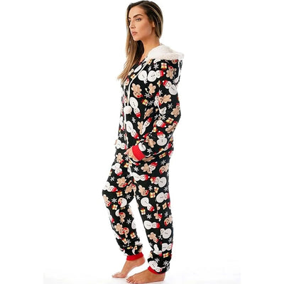 Kerst Onesie Dames – Zachte Huisoutfit met Capuchon en Rits (2)
