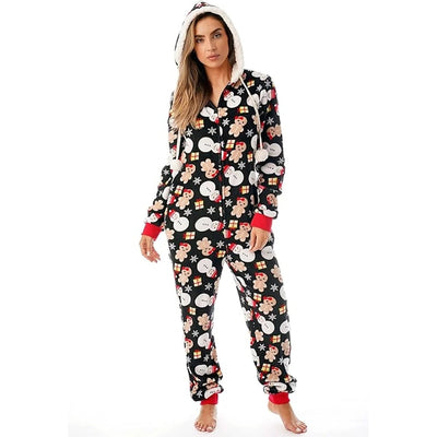 Kerst Onesie Dames – Zachte Huisoutfit met Capuchon en Rits (3)