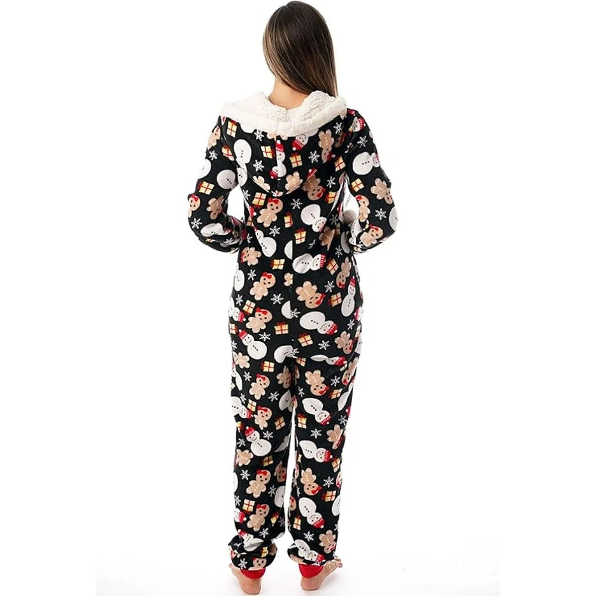 Kerst Onesie Dames – Zachte Huisoutfit met Capuchon en Rits (4)