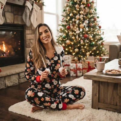 Kerst Onesie Dames – Zachte Huisoutfit met Capuchon en Rits (5)