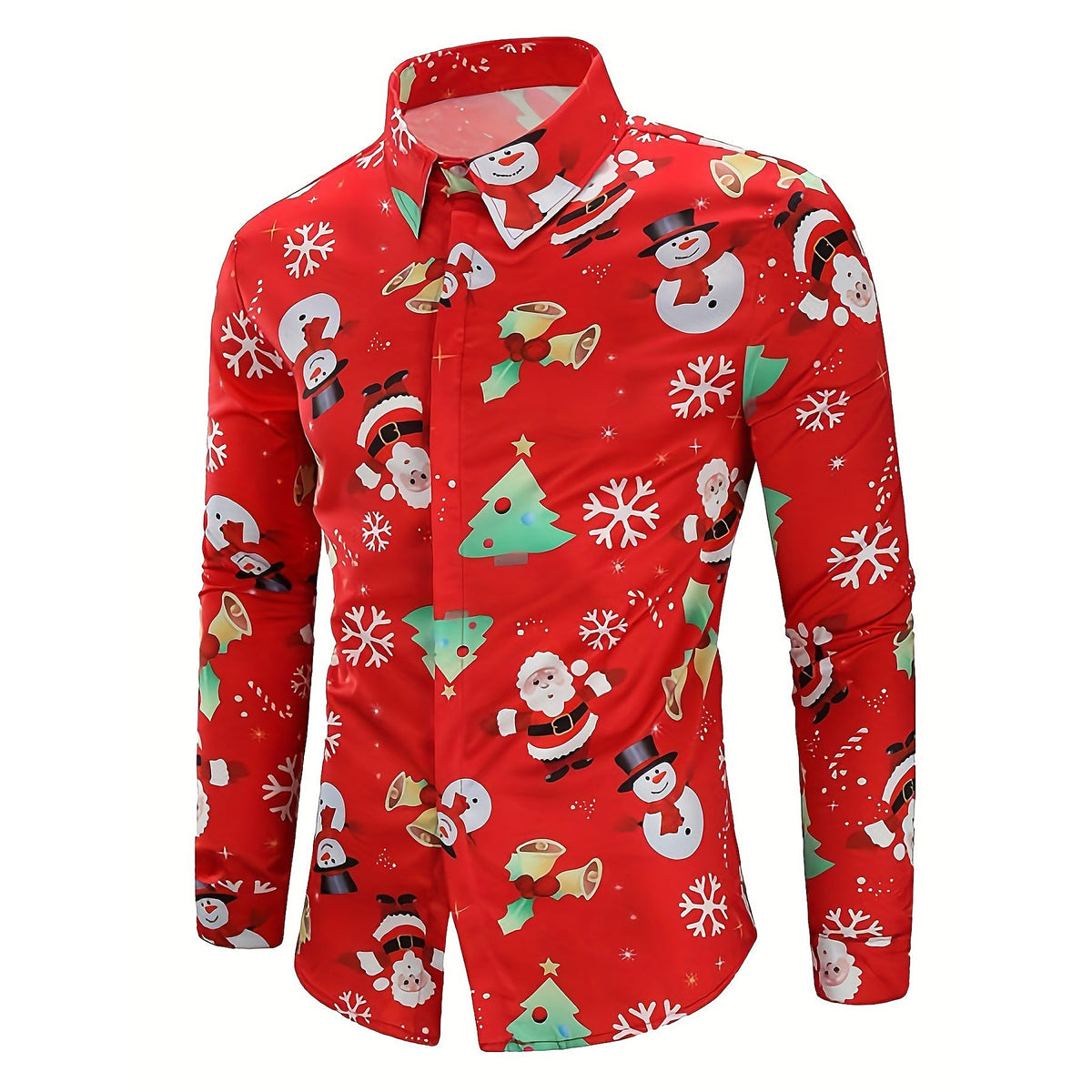 Kerst Overhemd Heren – Feestelijk Overhemd met Maokraag en Subtiele Print (8)