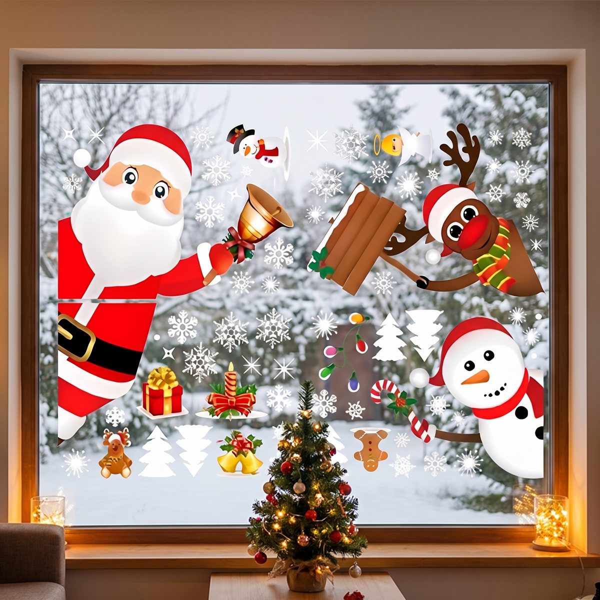 Kerst Raamstickers - 90 Statische Raamdecoraties zonder Lijm, Herbruikbaar