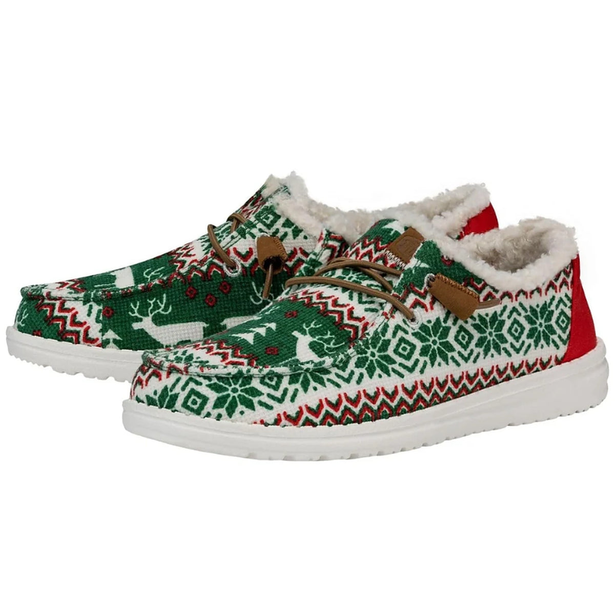 Kerst Schoenen - Gevoerde Instappers Dames met Noors Wintermotief