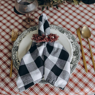Kerst Servetten Zwart-Wit Geblokt
