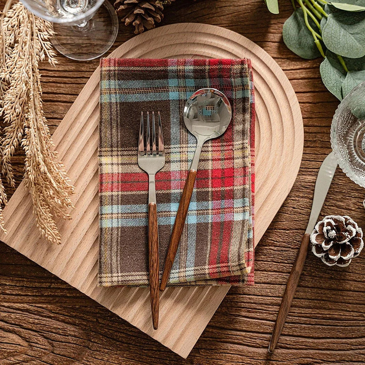 Kerst Servetten Bruin Tartan