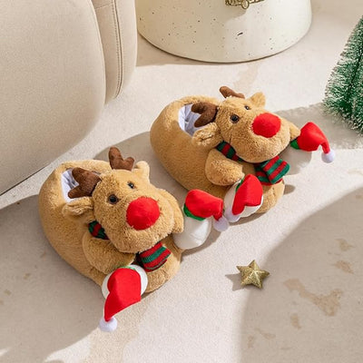 Kerst Sloffen – Pluche Rendier Huisschoenen met Antislipzool (2)