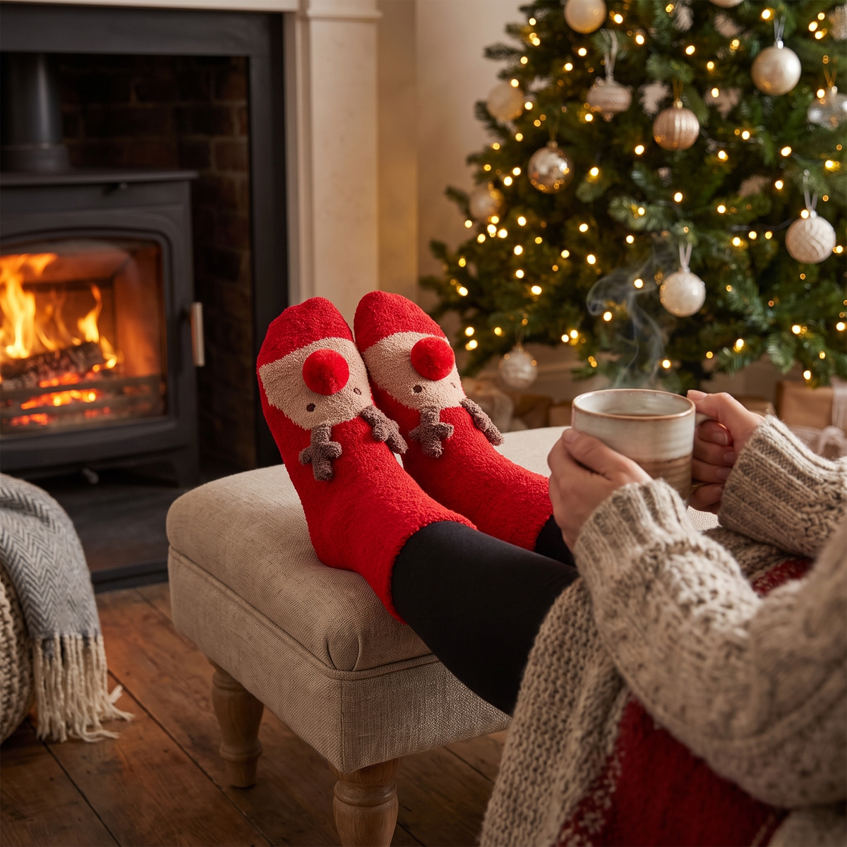 Kerst Sokken – Vrolijke Sokken met 3D Pluche Diergezichtje (2)