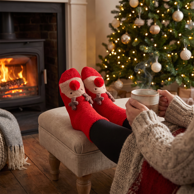 Kerst Sokken – Vrolijke Sokken met 3D Pluche Diergezichtje (2)