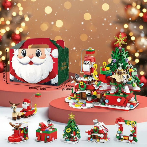 Jeu de construction de Noël - Briques de construction avec Père Noël, renne et maison de Noël