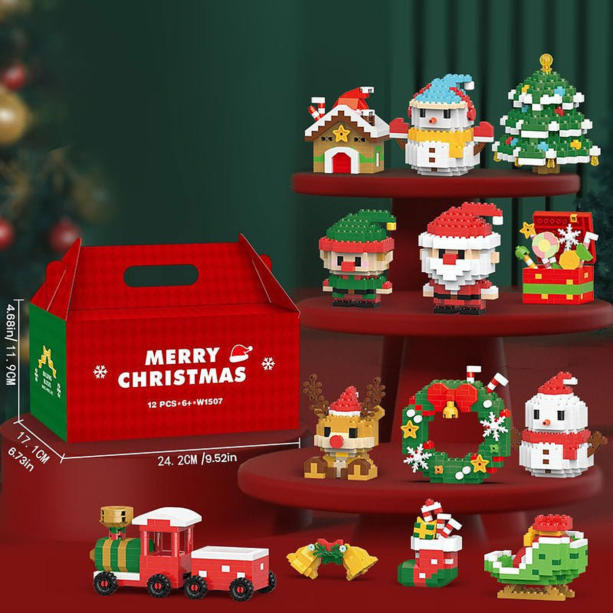 Kerst Speelgoed Bouwset 12 Kleine Kerstcadeaus