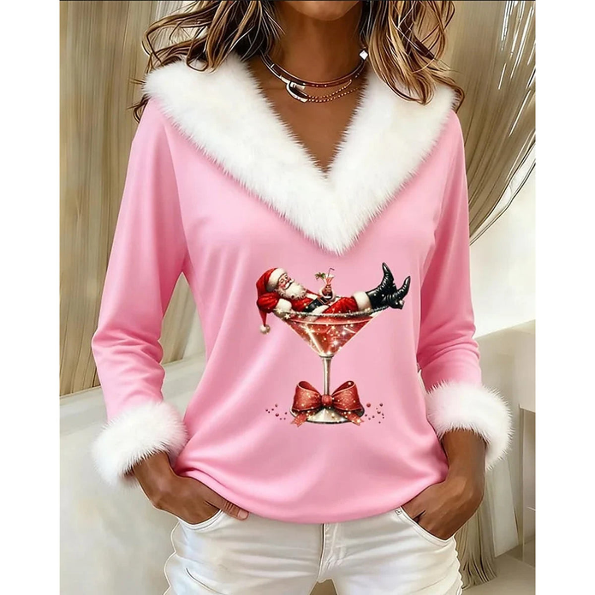 Kerst Top Dames Roze