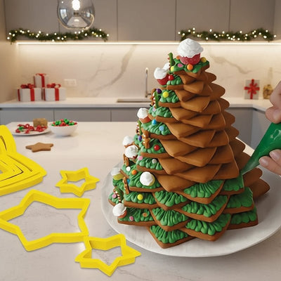 Kerst Uitsteekvormen – Set van 6 Koekjesvormen met 3D Stempel (2)