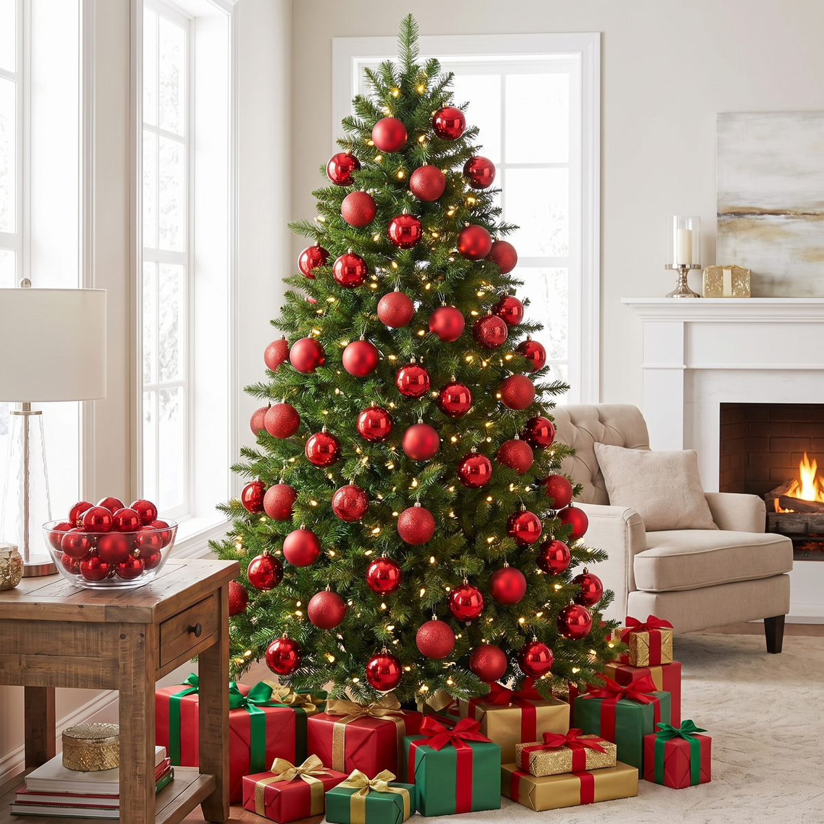 Kerstballen Set – 24 Onbreekbare Kerstballen in Glans, Mat en Glitter (2)