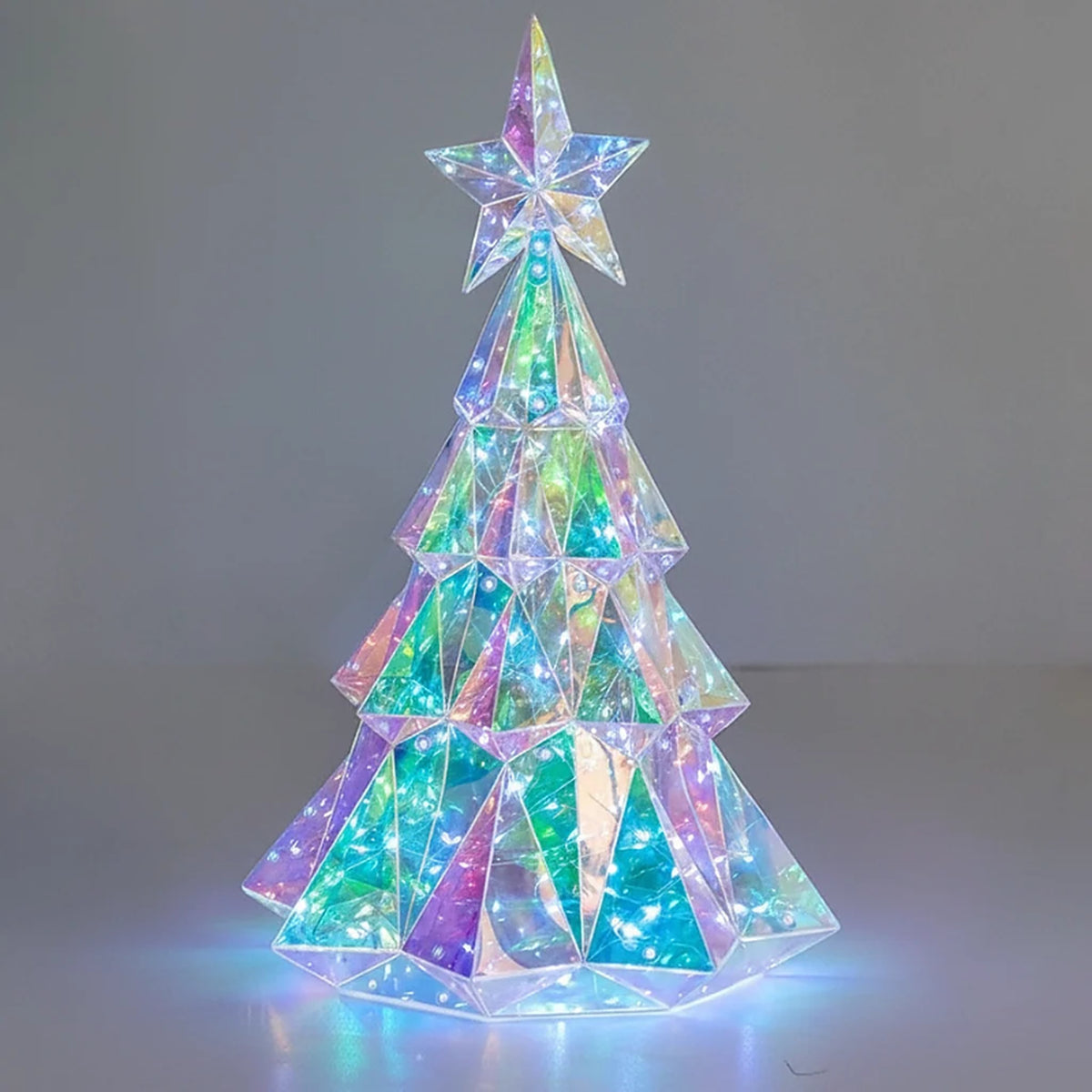 Kerstboom Lamp - Iriserende LED Kerstboom met Ster, 21 of 39 cm