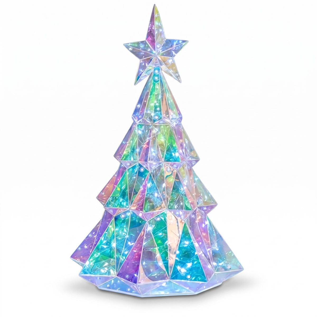 Kerstboom Lamp – Iriserende LED Kerstboom met Ster, 21 of 39 cm (3)