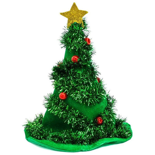 Kerstboom Muts - Verlichte Feesthoed met Gouden Ster