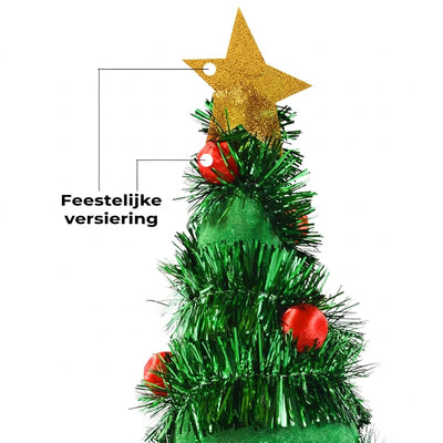 Kerstboom Muts – Verlichte Feesthoed met Gouden Ster (2)
