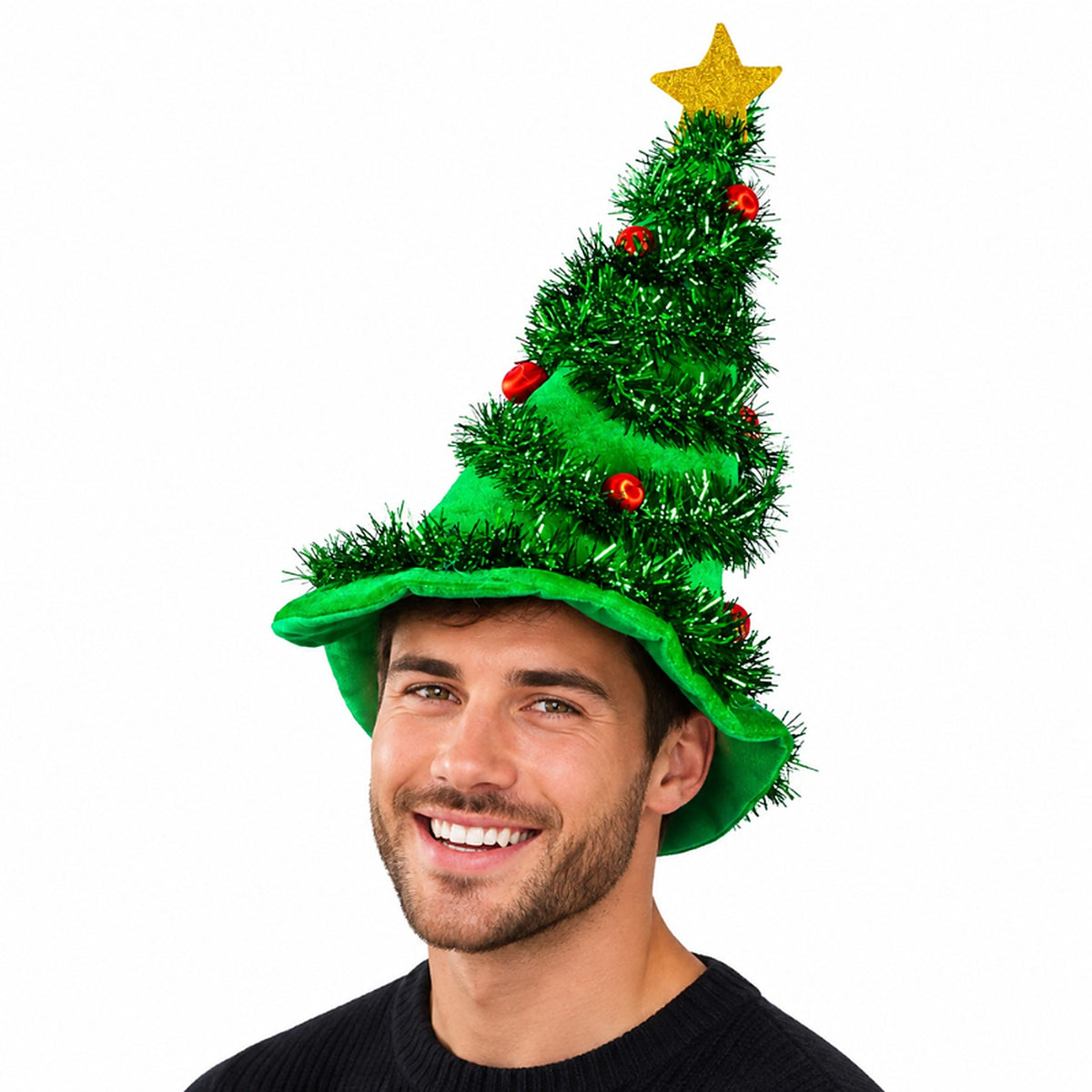 Kerstboom Muts – Verlichte Feesthoed met Gouden Ster (4)
