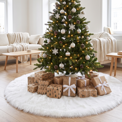 Kerstboomrok - Witte Pluche Kerstboomkleed als Verse Sneeuw