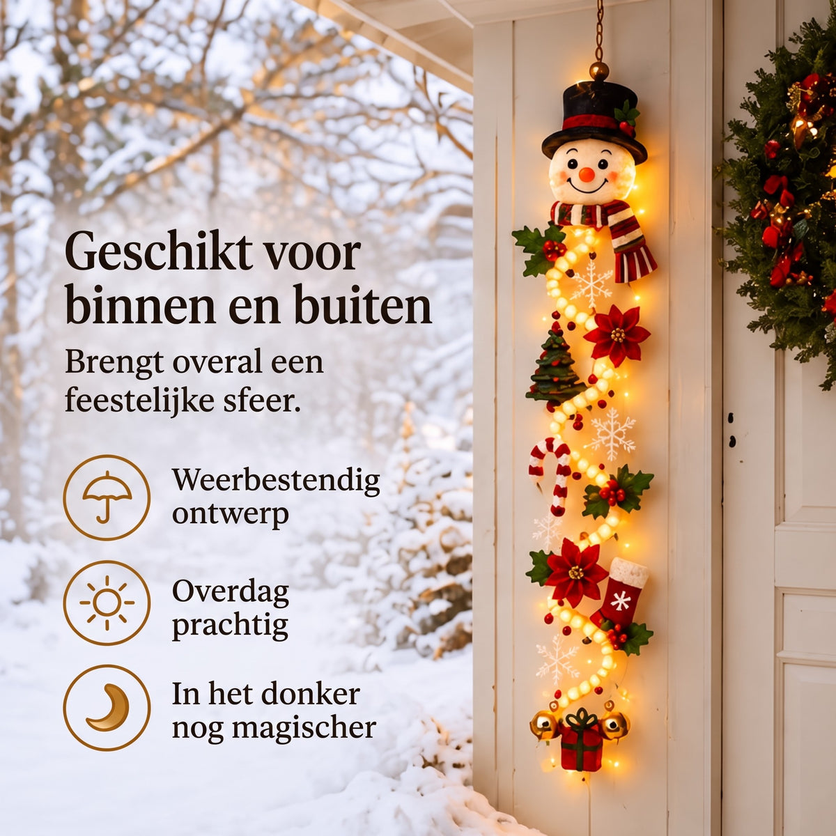 Kerstdecoratie – Verlichte Deurhanger met Warme LED-Gloed (8)