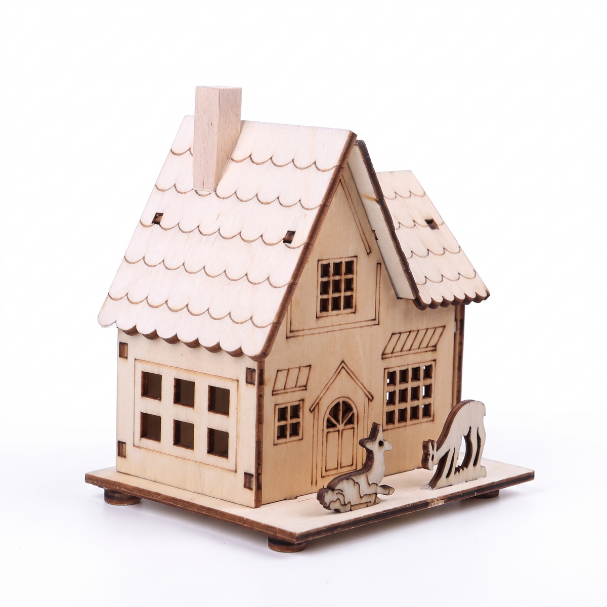 Kerstdorp Huisjes - Houten LED Kersthuisjes met Warm Licht