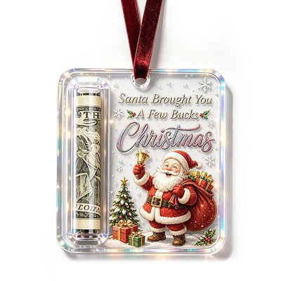 Kersthanger voor geld met kerstman