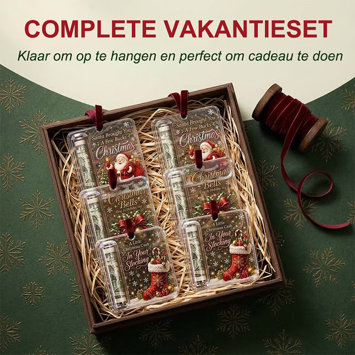 Set van 8 kersthangers in cadeauverpakking