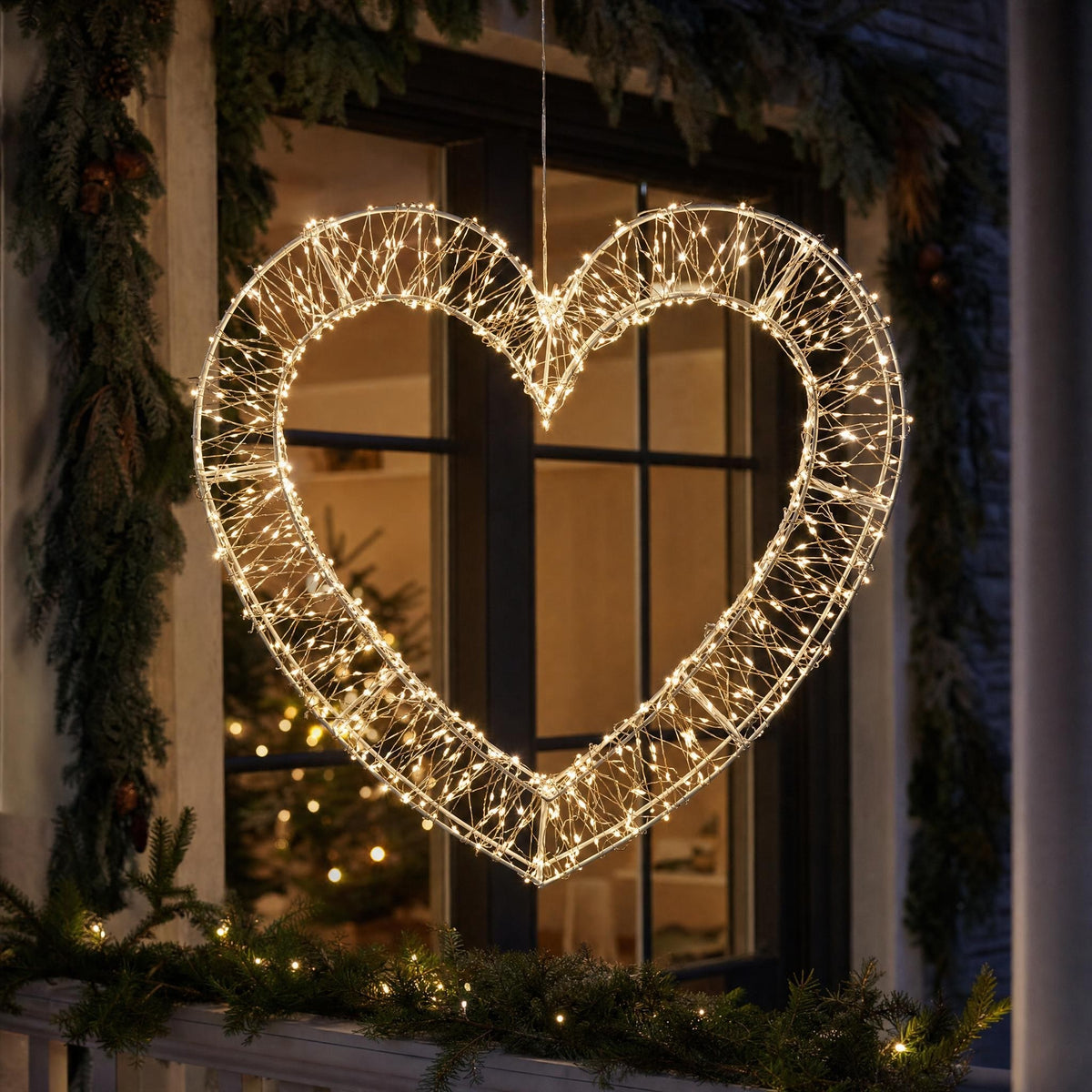 Kersthart met Verlichting - Metalen Hanglamp met 720 Warm Witte LED's, 46 cm
