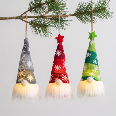 Kerstkabouter Hanger - Pluche Kabouter met Lichtgevende LED Baard