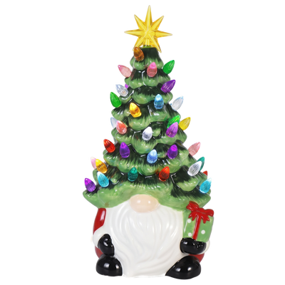Kerstkabouter – Lichtgevend Beeldje met LED Kerstboom en Gouden Ster (4)