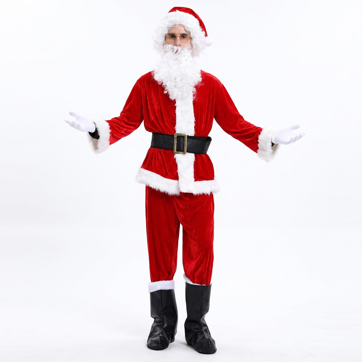 Kerstman Outfit - Compleet Fluwelen Kerstmanpak voor Volwassenen