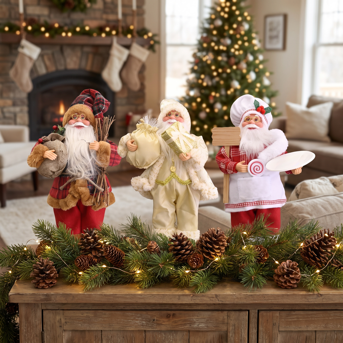 Kerstman Pop – Staande Kerstman Figuur van 30 cm in 3 Uitvoeringen (2)