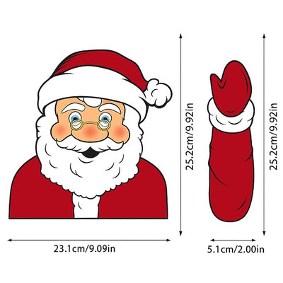 Kerstman Sticker voor de Auto – Zwaaiende Kerstman op de Achterruitwisser (5)