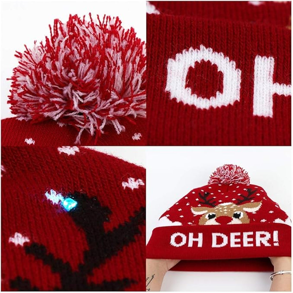 Kerstmuts met Lichtjes – Gebreide Beanie met LED en Pompon (6)