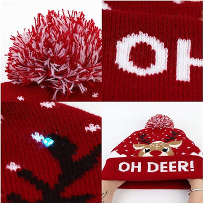 Kerstmuts met Lichtjes – Gebreide Beanie met LED en Pompon (6)