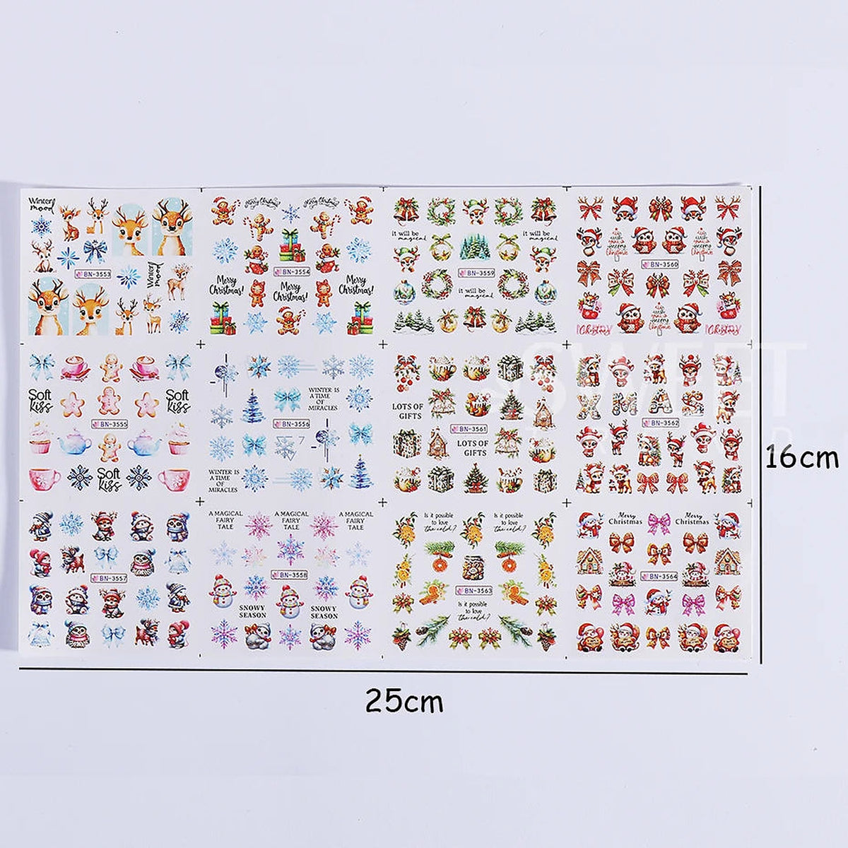 Kerstnagels Stickers - Nail Art Set met 12 Designs