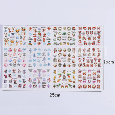 Kerstnagels Stickers - Nail Art Set met 12 Designs