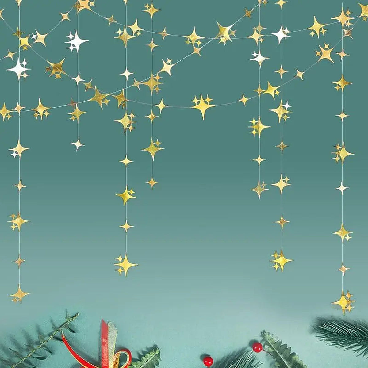 Kerstslinger Goud – Papieren Sterrenslinger van 4 Meter (5)