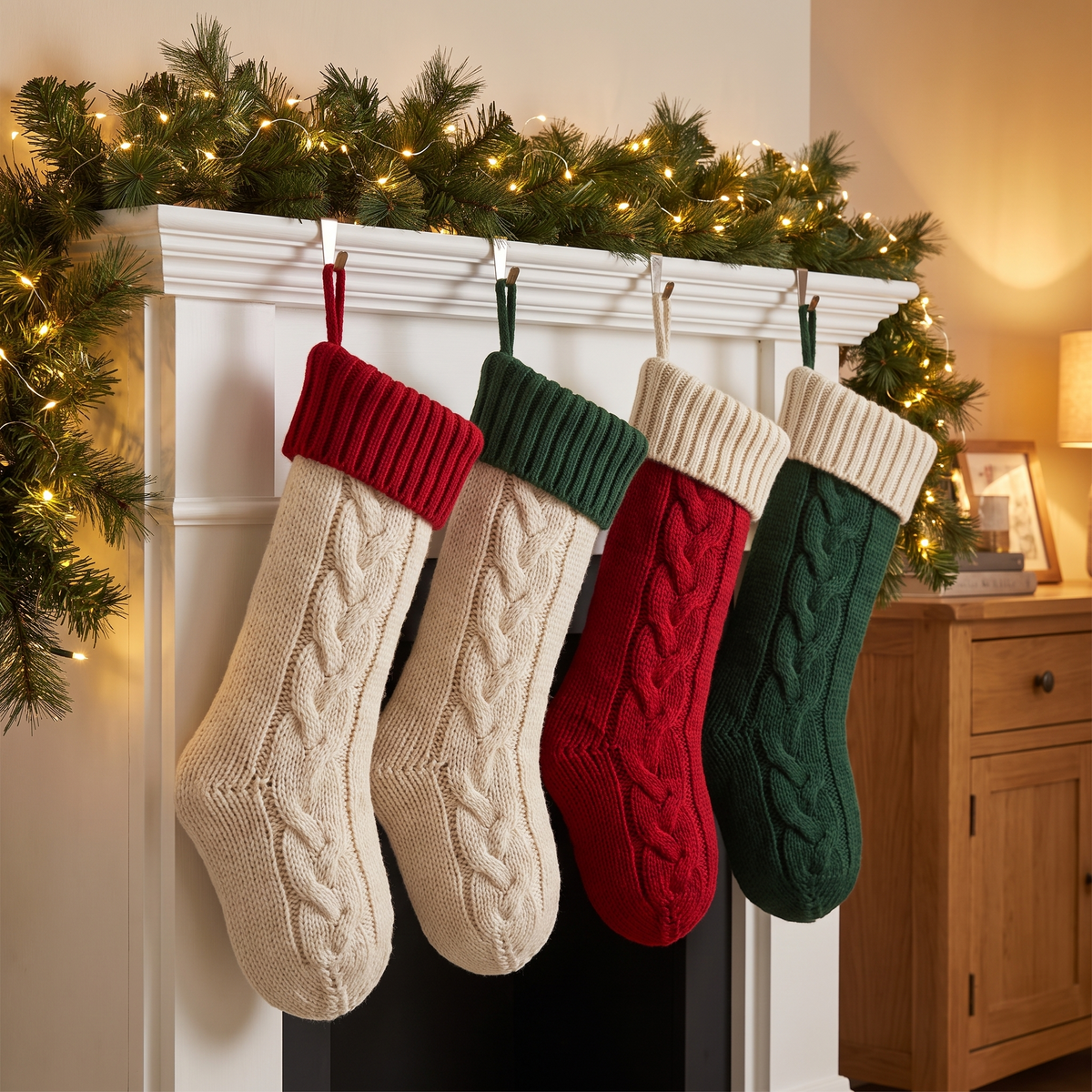 Kerstsok – Grote Gebreide Kerstsok van 46 cm met Kabelpatroon (2)