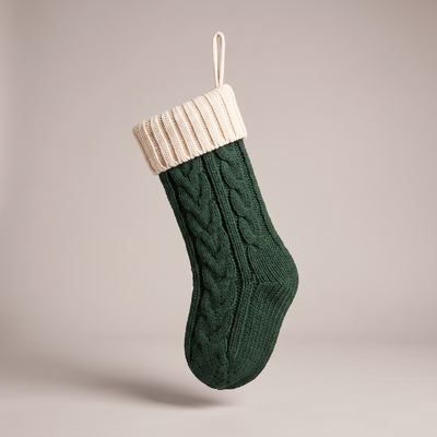 Kerstsok Groen/Wit