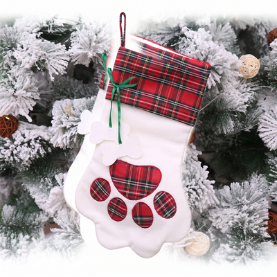 Kerstsokken Hondenpoot Rood Ruit