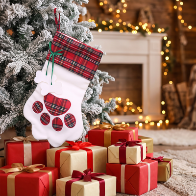 Kerstsokken Hondenpoot – Geruite Kerstsok voor aan de Schouw (5)