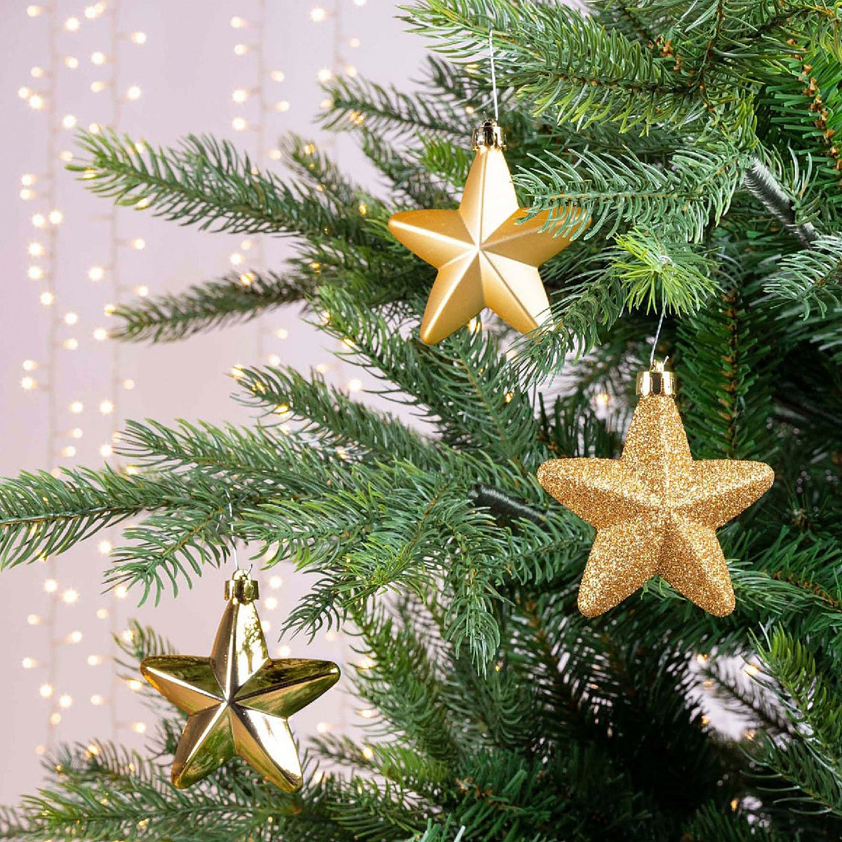 Kerststerren – Set van 6 Gouden Sterren voor de Kerstboom (3)