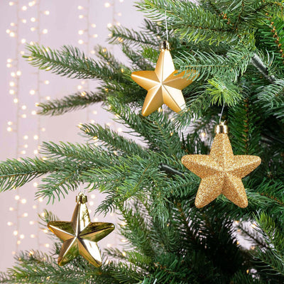 Kerststerren – Set van 6 Gouden Sterren voor de Kerstboom (3)