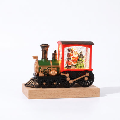 Kersttrein Muziekdoos - Retro Locomotief met Licht en 8 Melodieën
