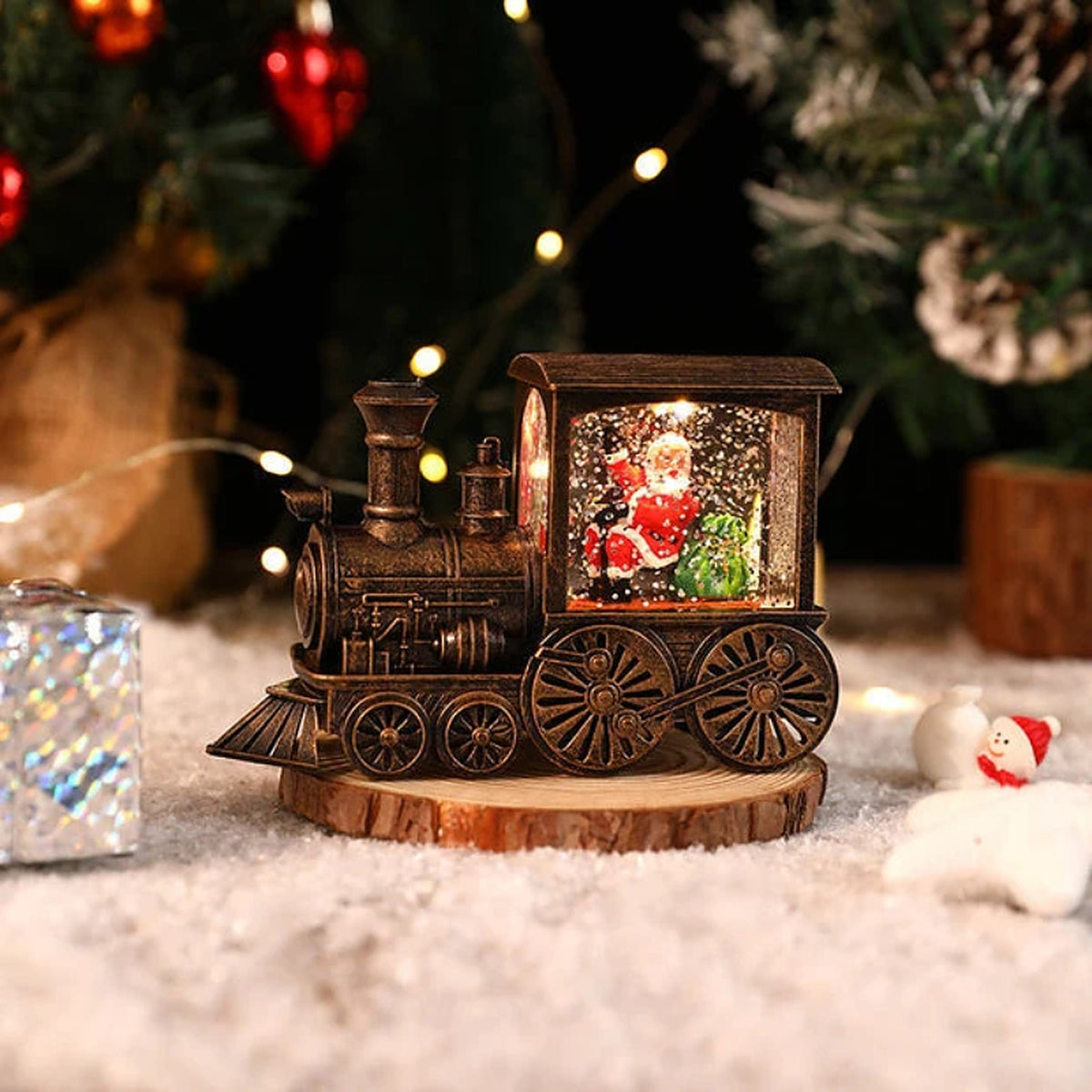 Kersttrein Muziekdoos – Retro Locomotief met Licht en 8 Melodieën (5)