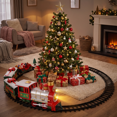 Kersttrein Set – Elektrische Trein met Rails, Licht en Geluid voor onder de Boom (2)
