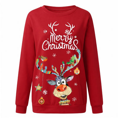 Kersttrui Dames – Sweater met Vrolijk Rendier en Feestelijke Print (7)