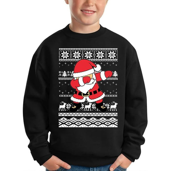 Pull de Noël pour garçon - Pull chaud pour enfant avec motif joyeux du Père Noël